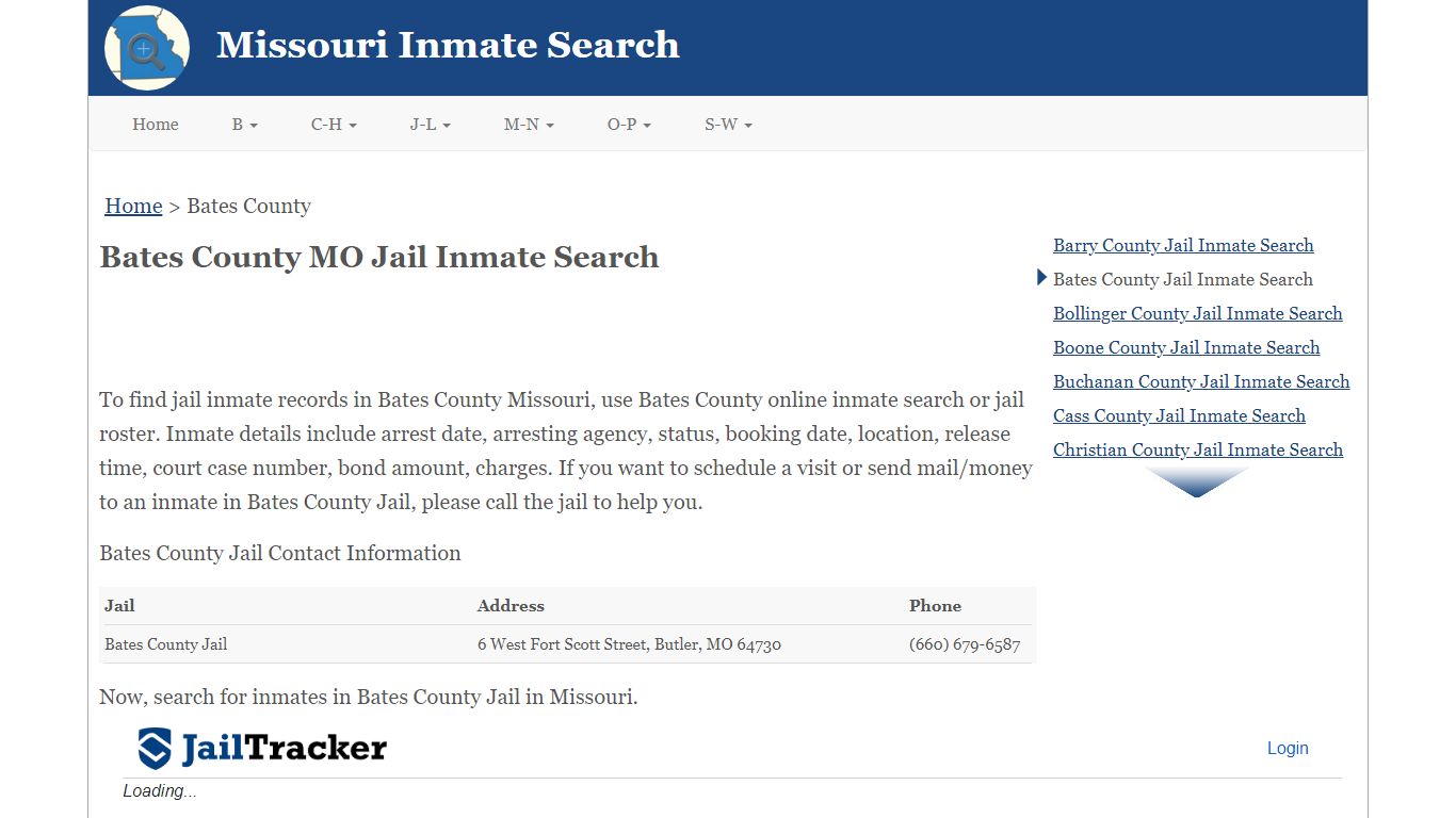 Bates County MO Jail Inmate Search
