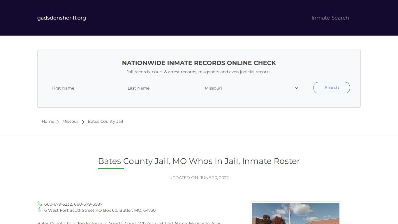 Bates County Jail, MO Whos In Jail, Inmate Roster - Gadsden County